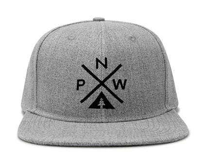International Tie Pacific Northwest PNW Hat for Men and Women - Snapback Trucker Baseball Cap (Grey Flatbill)