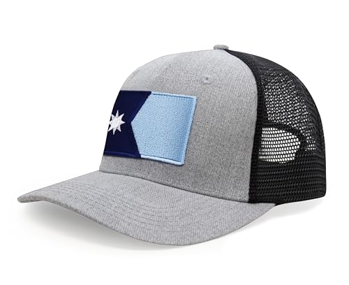 International Tie Premium Minnesota State Flag Hat for Men and Women - Snapback Trucker Baseball Cap (Grey Black)