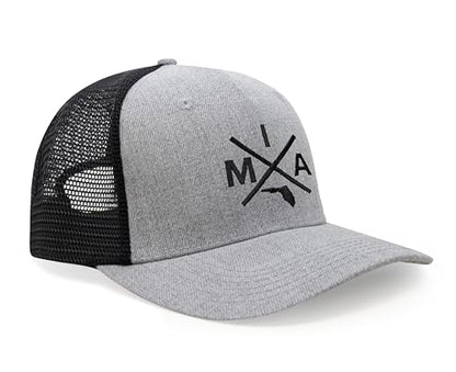 International TieMiami MIA Hat for Men and Women - Snapback Trucker Baseball Cap (Grey/Black)