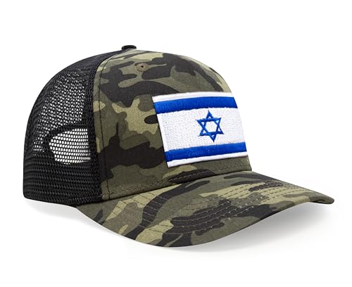 International Tie Premium Israel Flag Hat for Men and Women - Snapback Trucker Baseball Cap (Camouflage)