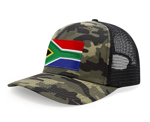 International Tie Premium South Africa Flag Hat for Men and Women - Snapback Trucker Baseball Cap (Camouflage)