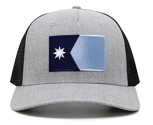 International Tie Premium Minnesota State Flag Hat for Men and Women - Snapback Trucker Baseball Cap (Grey Black)