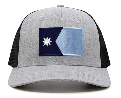 International Tie Premium Minnesota State Flag Hat for Men and Women - Snapback Trucker Baseball Cap (Grey Black)