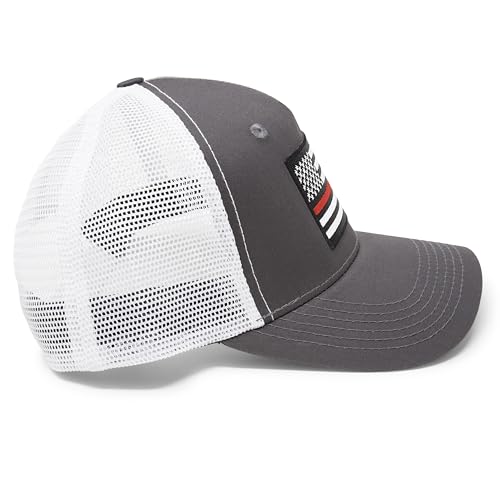 Grey Thin Red Line Trucker Hat 