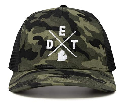 International Tie Premium Detroit DET Hat for Men and Women – Snapback Trucker Baseball Cap (Camouflage)