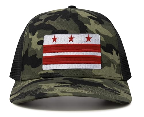 International Tie Premium Washington DC Flag Hat for Men and Women - Snapback Trucker Baseball Cap (Camouflage)