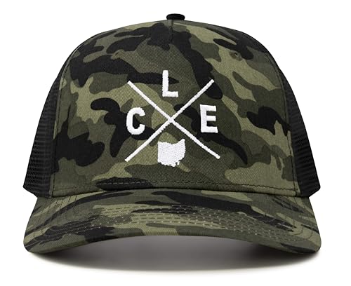 International Tie Premium Cleveland CLE Hat for Men and Women – Snapback Trucker Baseball Cap (Camouflage)
