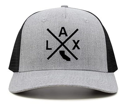 International Tie Los Angeles International Airport LAX Hat for Men and Women - Snapback Trucker Baseball Cap (Grey/Black)