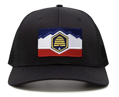 International Tie Premium Utah Flag Hat for Men and Women - Snapback Trucker Baseball Cap