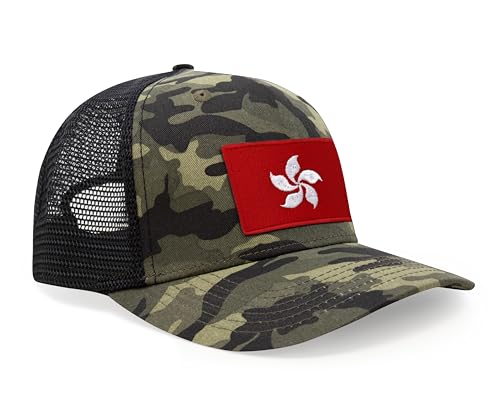 International Tie Premium Hong Kong Flag Hat for Men and Women - Snapback Trucker Baseball Cap (Camouflage)