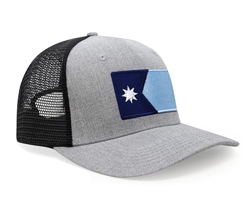International Tie Premium Minnesota State Flag Hat for Men and Women - Snapback Trucker Baseball Cap (Grey Black)