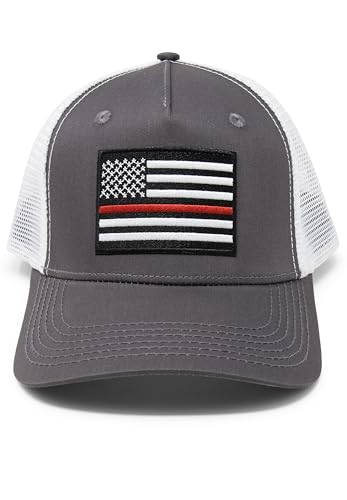 Grey Thin Red Line Hat for Men and Women 