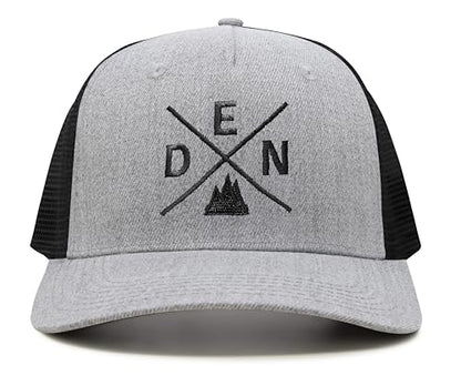 International Tie Premium Denver DEN Hat for Men and Women – Snapback Trucker Baseball Cap (Grey/Black)