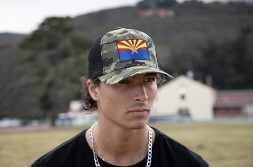 Arizona Flag Trucker Baseball Snapback Hat (Camouflage) - International Tie