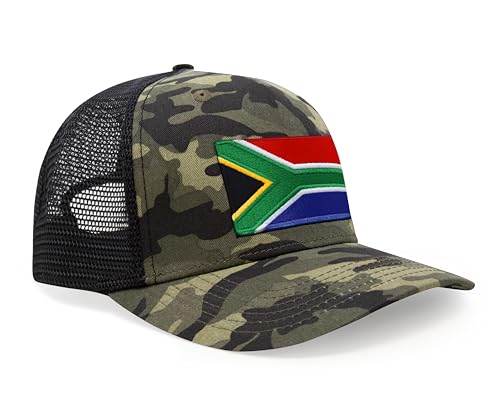 International Tie Premium South Africa Flag Hat for Men and Women - Snapback Trucker Baseball Cap (Camouflage)