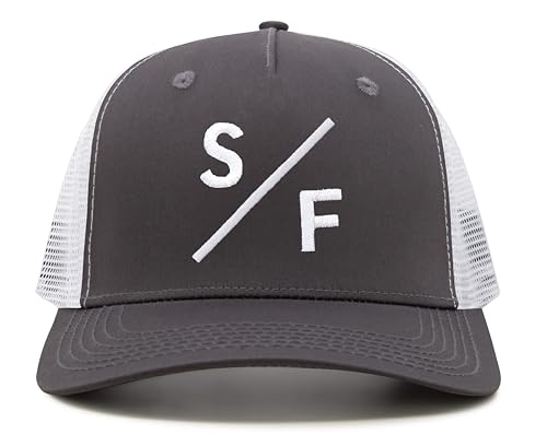 International Tie San Francisco SF Hat for Men and Women - Snapback Trucker Baseball Cap (Grey/White)