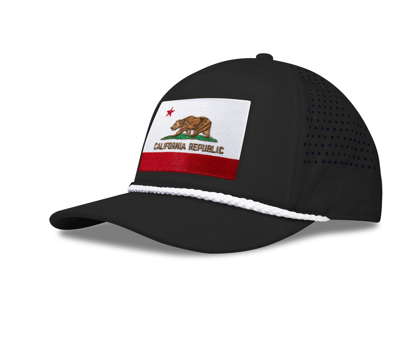 Performance Golf Hat – Adjustable Snapback Trucker Baseball Cap for Men & Women - Jetset Series (California, Midnight Black)