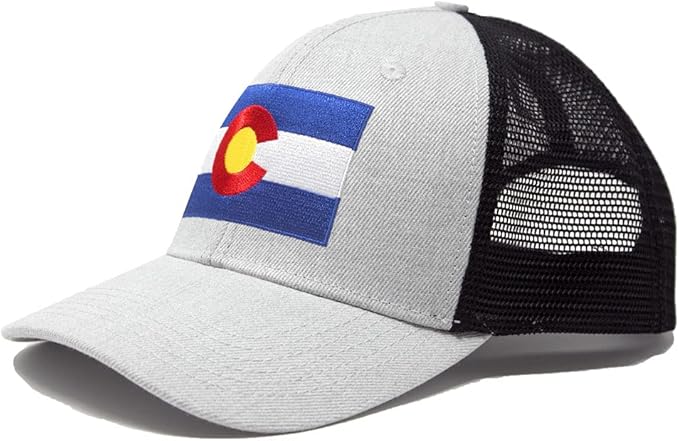 International Tie City Hat for Men and Women, Adjustable Snapback Trucker Baseball Cap with Embroidered Patch (Denver, Grey Black) - International Tie