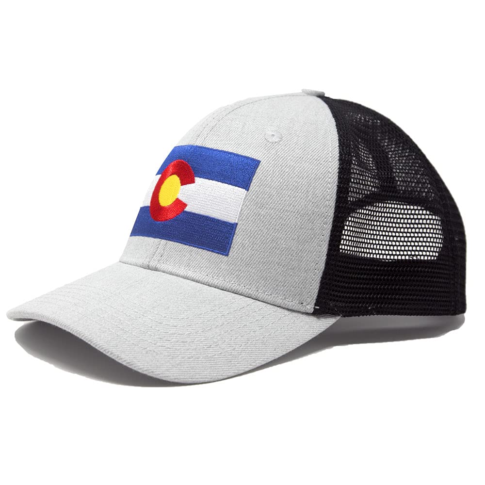 Iowa Flag Hat for Men and Women – Adjustable Snapback Trucker Baseball Cap by International Tie (Grey Black)