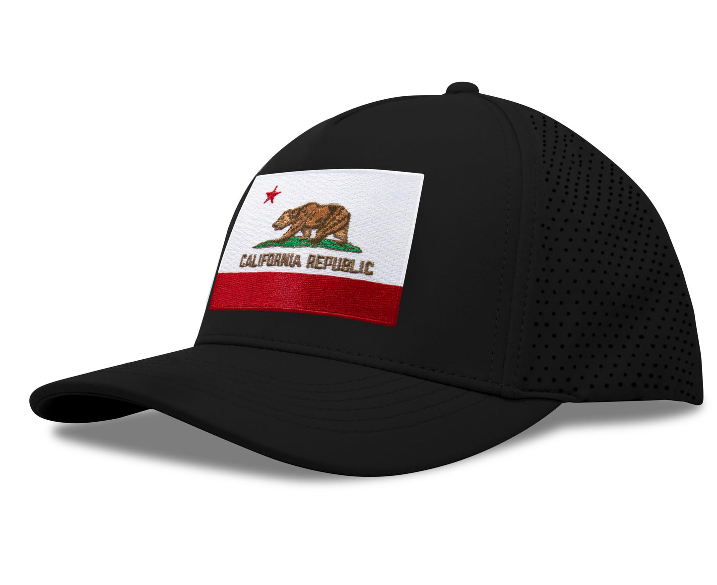 Performance Golf Hat – Adjustable Snapback Trucker Baseball Cap for Men & Women - Jetset Series (California, Midnight Black)