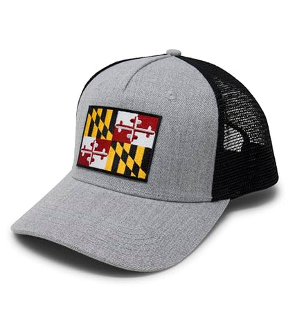 International Tie Maryland Flag Snapback Baseball Hat (Grey/Black)