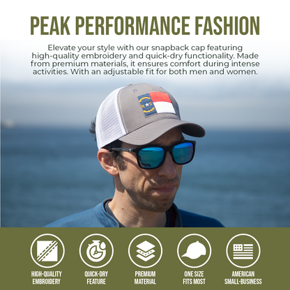 Peak Performance Fashion Banner North Carolina Flag Snapback Trucker Baseball Hat