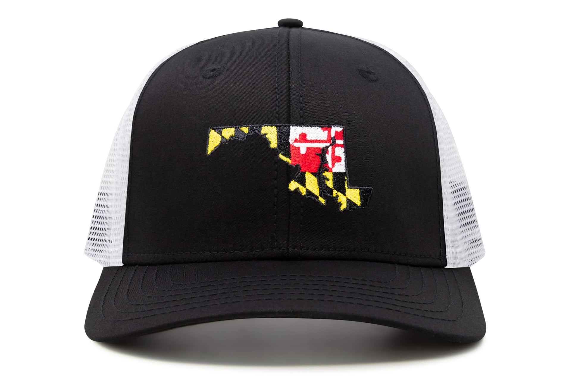 International Tie Stateline Flag Hat for Men and Women - Snapback Trucker Baseball Cap (Maryland, Black White) - International Tie