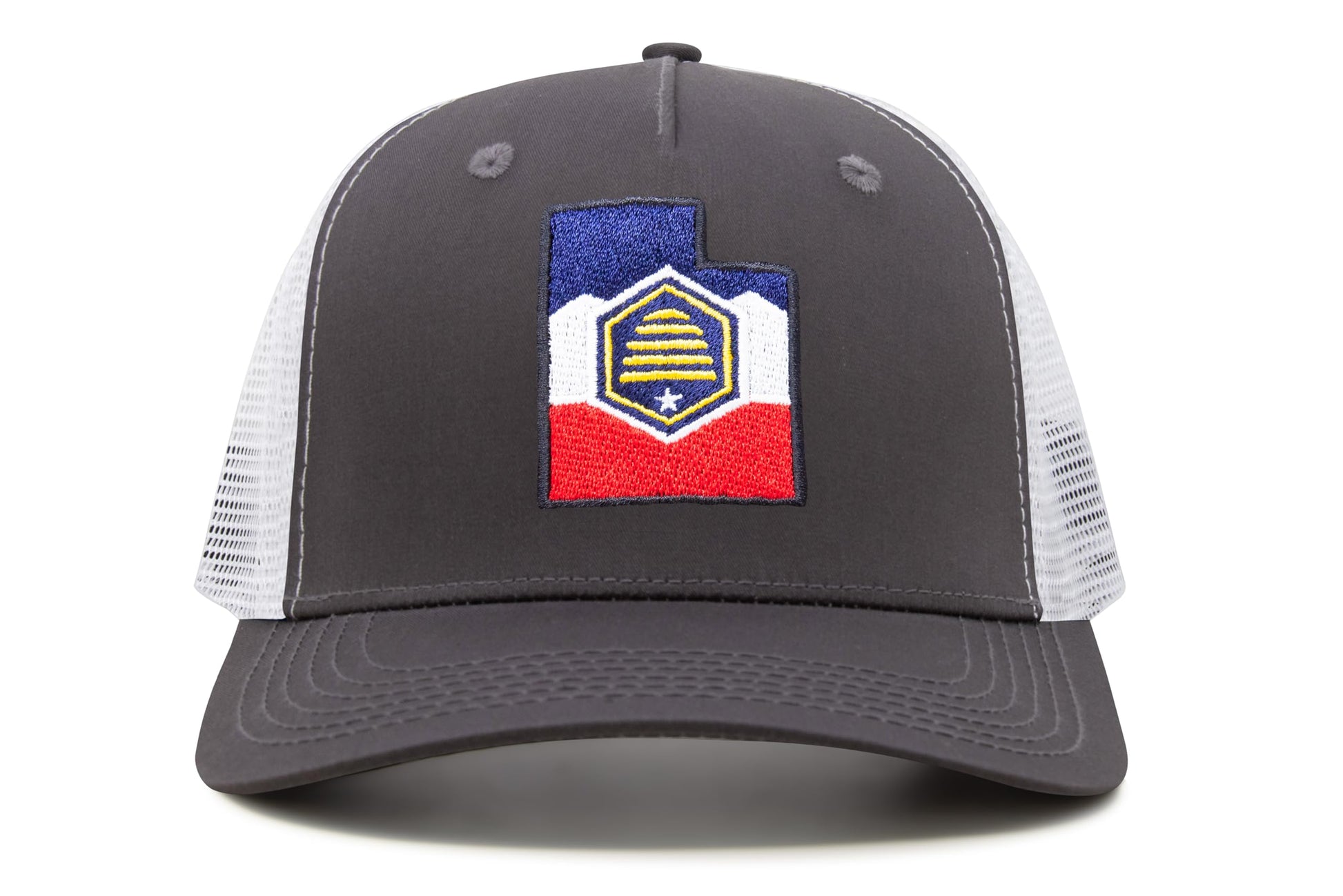 International Tie Stateline Flag Hat for Men and Women - Snapback Trucker Baseball Cap (Utah, Grey White) - International Tie