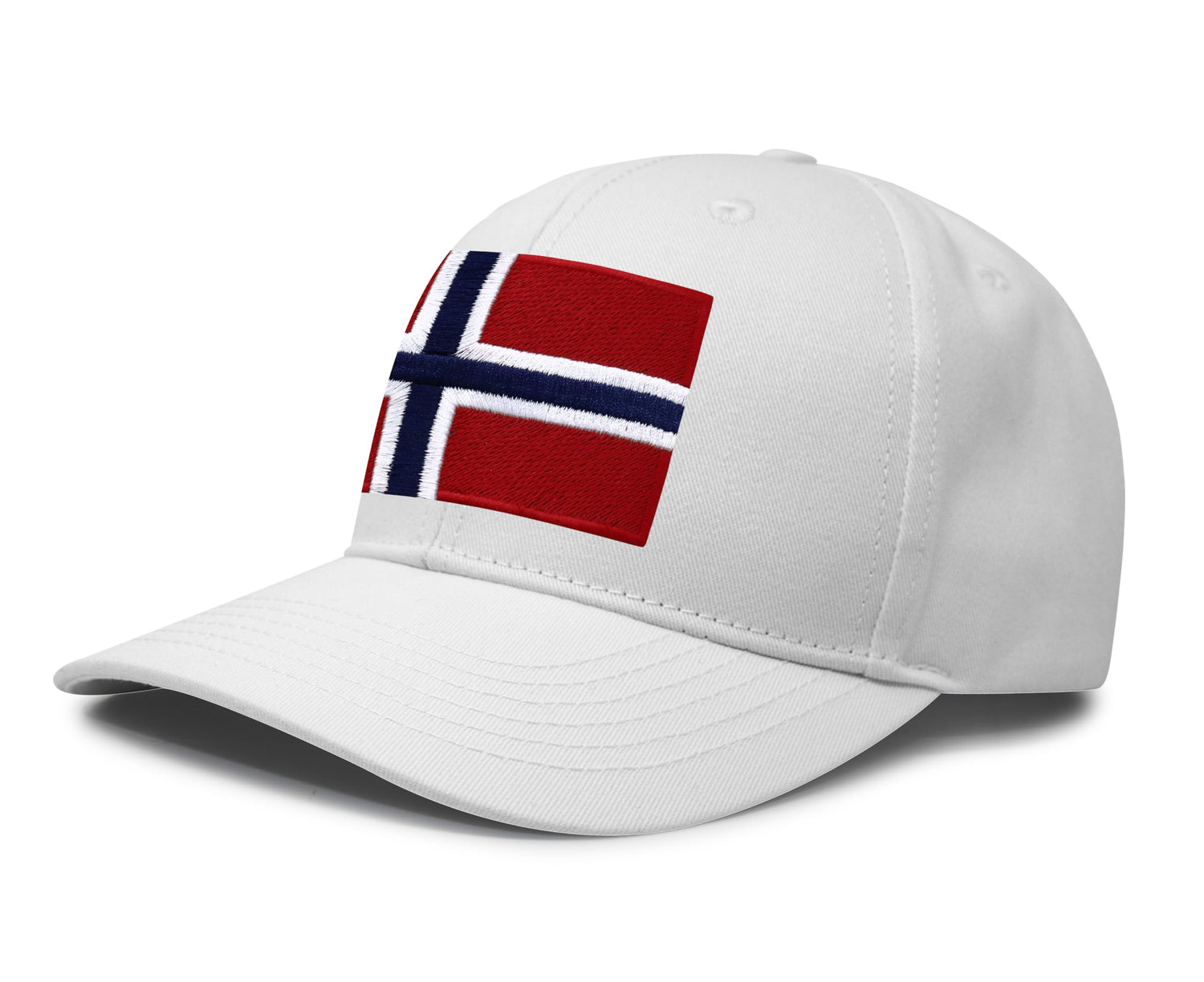International Tie Country Hat for Men and Women, Adjustable Snapback Trucker Baseball Cap with Embroidered Patch (Norway, All White) - International Tie