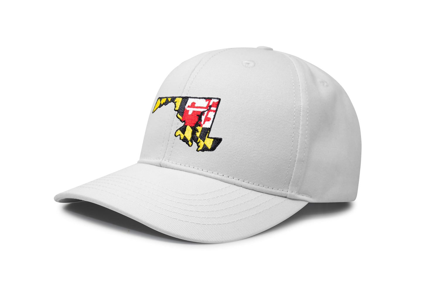International Tie Stateline Flag Hat for Men and Women - Snapback Trucker Baseball Cap (Maryland, All White) - International Tie