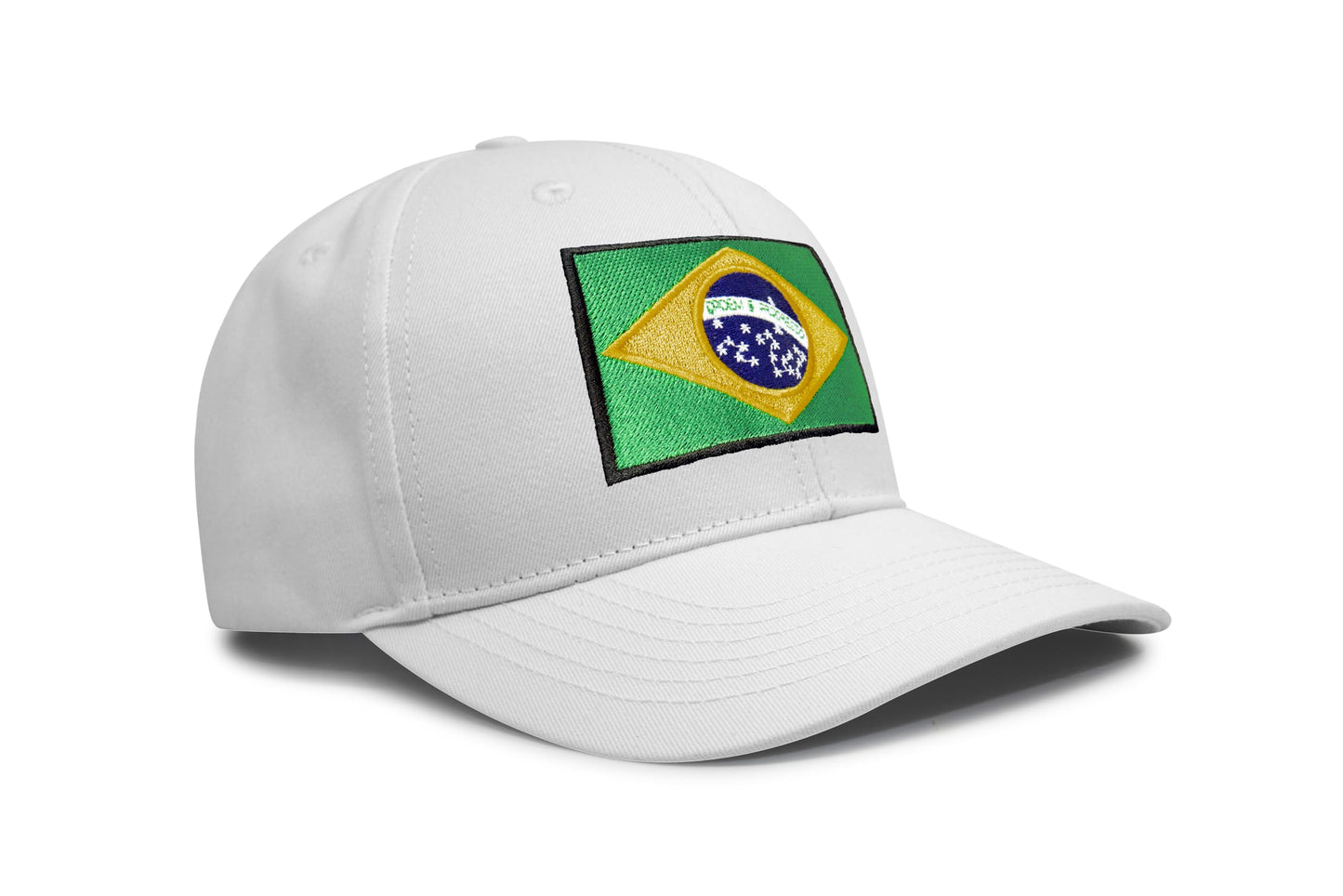 International Tie Country Hat for Men and Women, Adjustable Snapback Trucker Baseball Cap with Embroidered Patch (Brazil, All White)