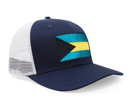 Bahamas Flag Hat for Men and Women – Adjustable Bahamian Snapback Baseball Cap by International Tie (Navy White)