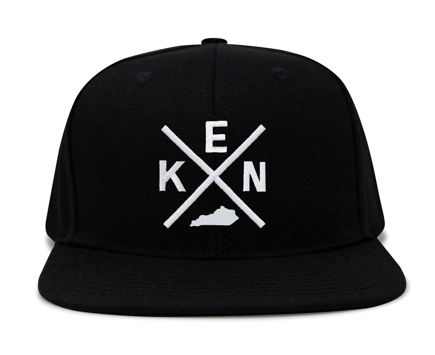 International Tie Hat for Men and Women, Adjustable Snapback Trucker Baseball Cap, Embroidered Cross Logo (KEN - Kentucky, Black Flatbill)