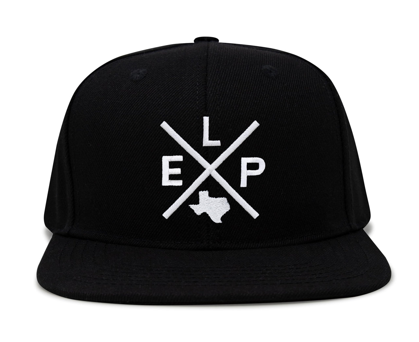 International Tie Hat for Men and Women, ELP Snapback Trucker Baseball Cap, Embroidered Cross Logo (ELP - El Paso, Black Flatbill)