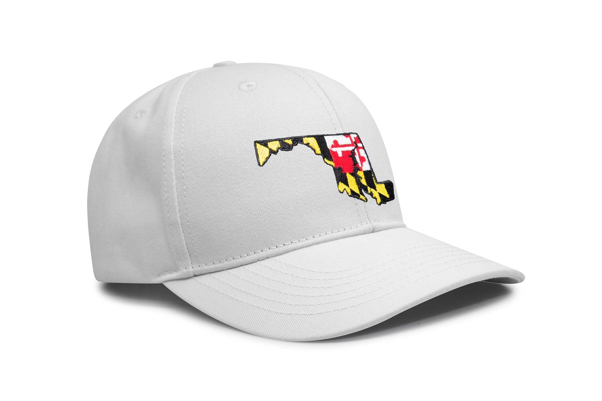 International Tie Stateline Flag Hat for Men and Women - Snapback Trucker Baseball Cap (Maryland, All White) - International Tie