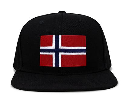 International Tie Norway Hat for Men and Women - Snapback Trucker Baseball Cap (Black Flatbill)