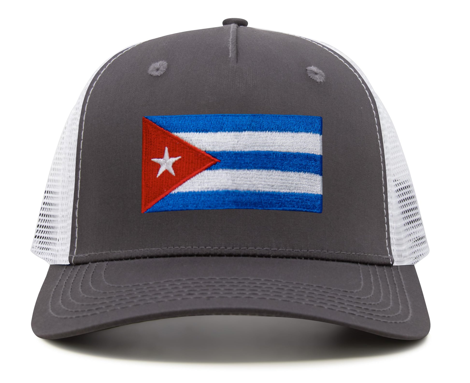 International Tie Country Hat for Men and Women, Adjustable Snapback Trucker Baseball Cap with Embroidered Patch (Cuba, Grey White) - International Tie