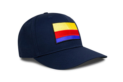 International Tie Country Hat for Men and Women, Adjustable Snapback Trucker Baseball Cap with Embroidered Patch (Colombia, All Navy)