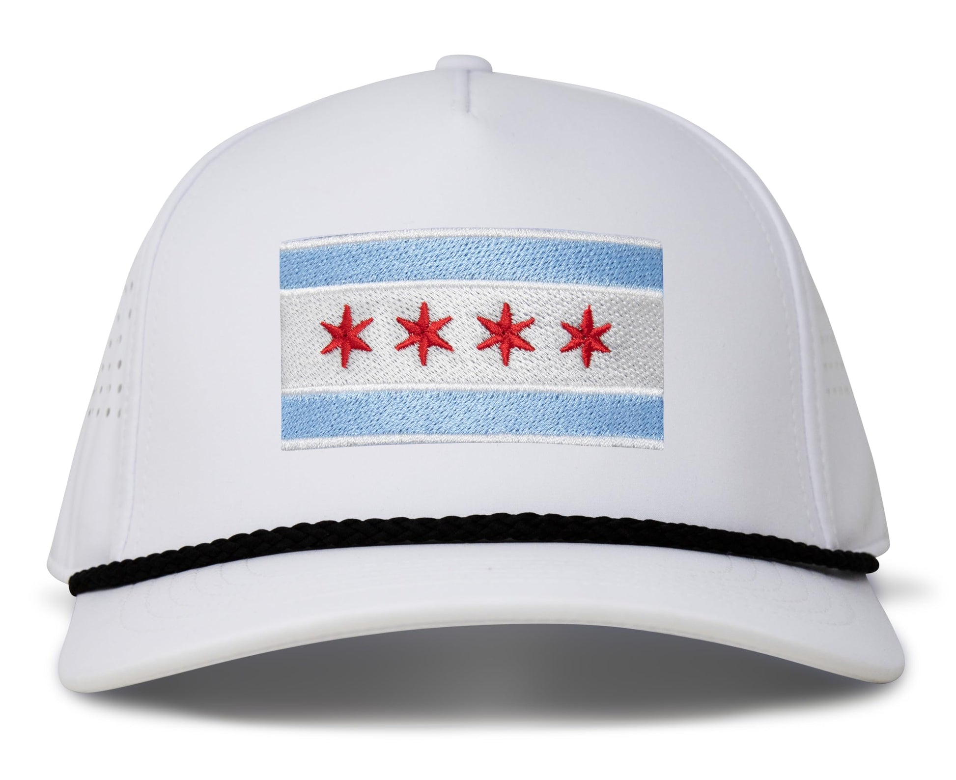 White Chicago Flag Rope Hat Front View