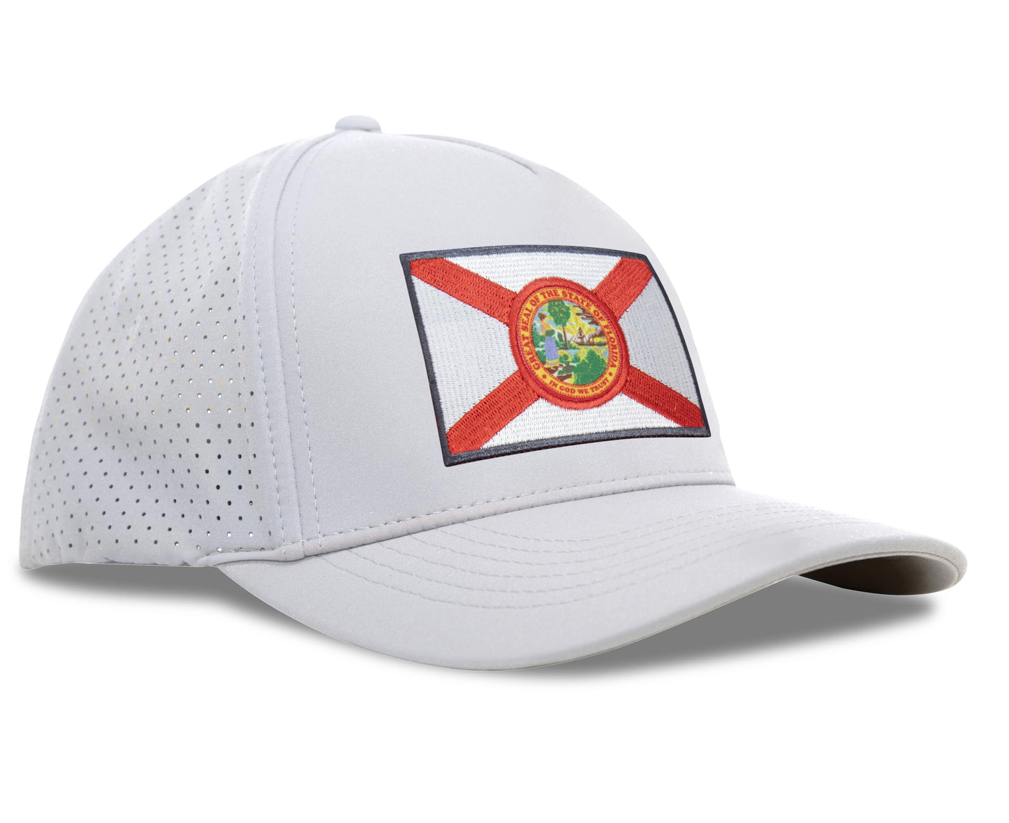 Performance Golf Hat – Adjustable Snapback Trucker Baseball Cap for Men & Women - Jetset Series (Florida, Arctic White)