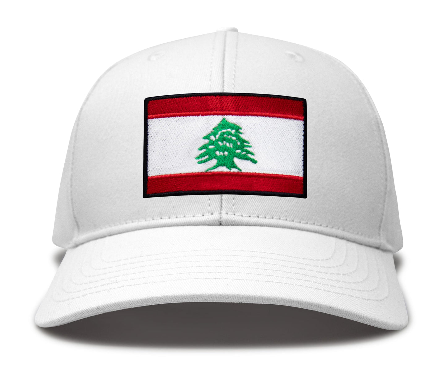 International Tie Lebanon Flag Hat for Men and Women - Adjustable Snapback Trucker Baseball Cap (All White)