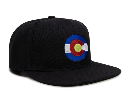 Colorado Stateline Snapback Trucker Hat I Black Flatbill