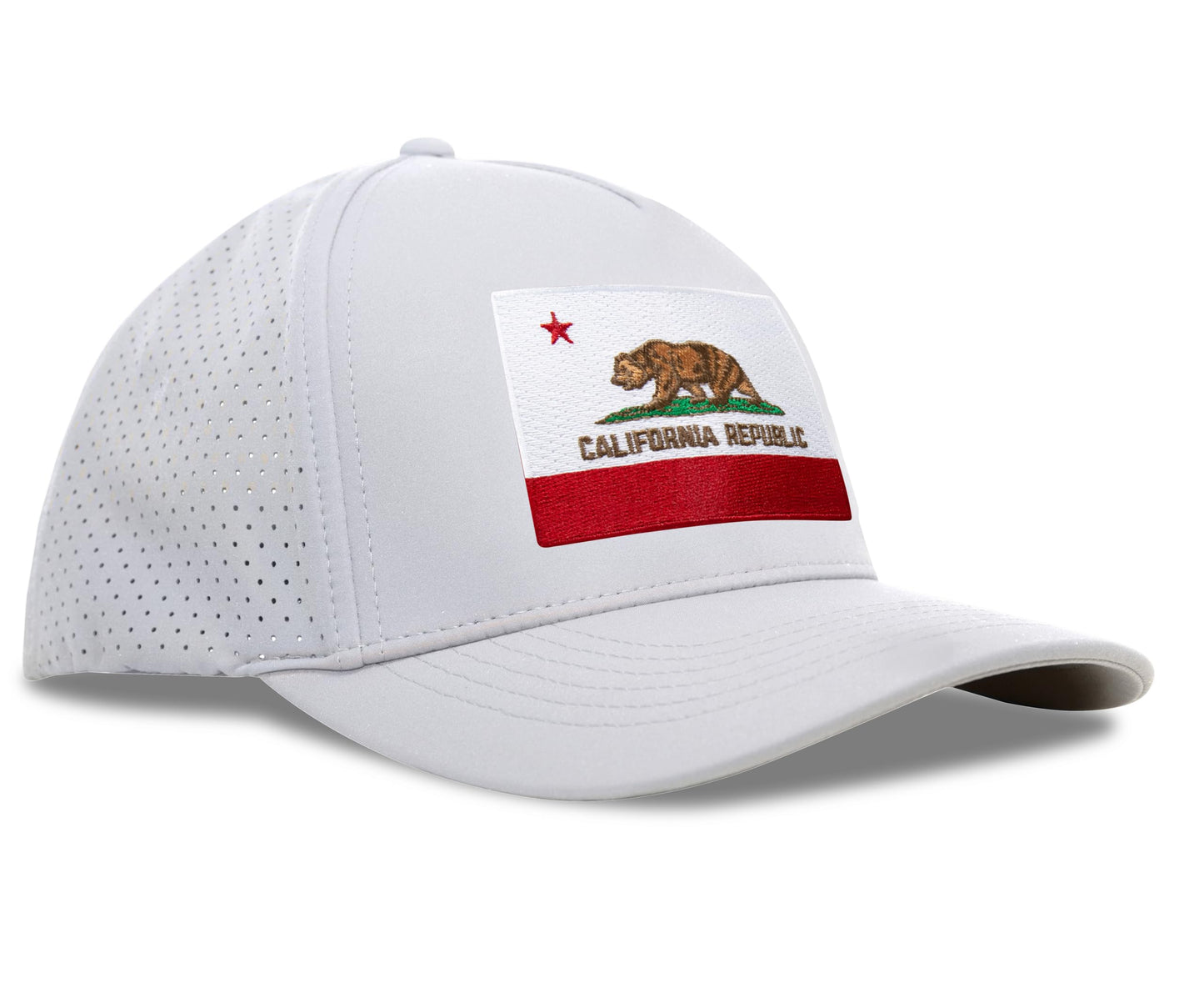 Performance Golf Hat – Adjustable Snapback Trucker Baseball Cap for Men & Women - Jetset Series (California, Arctic White)