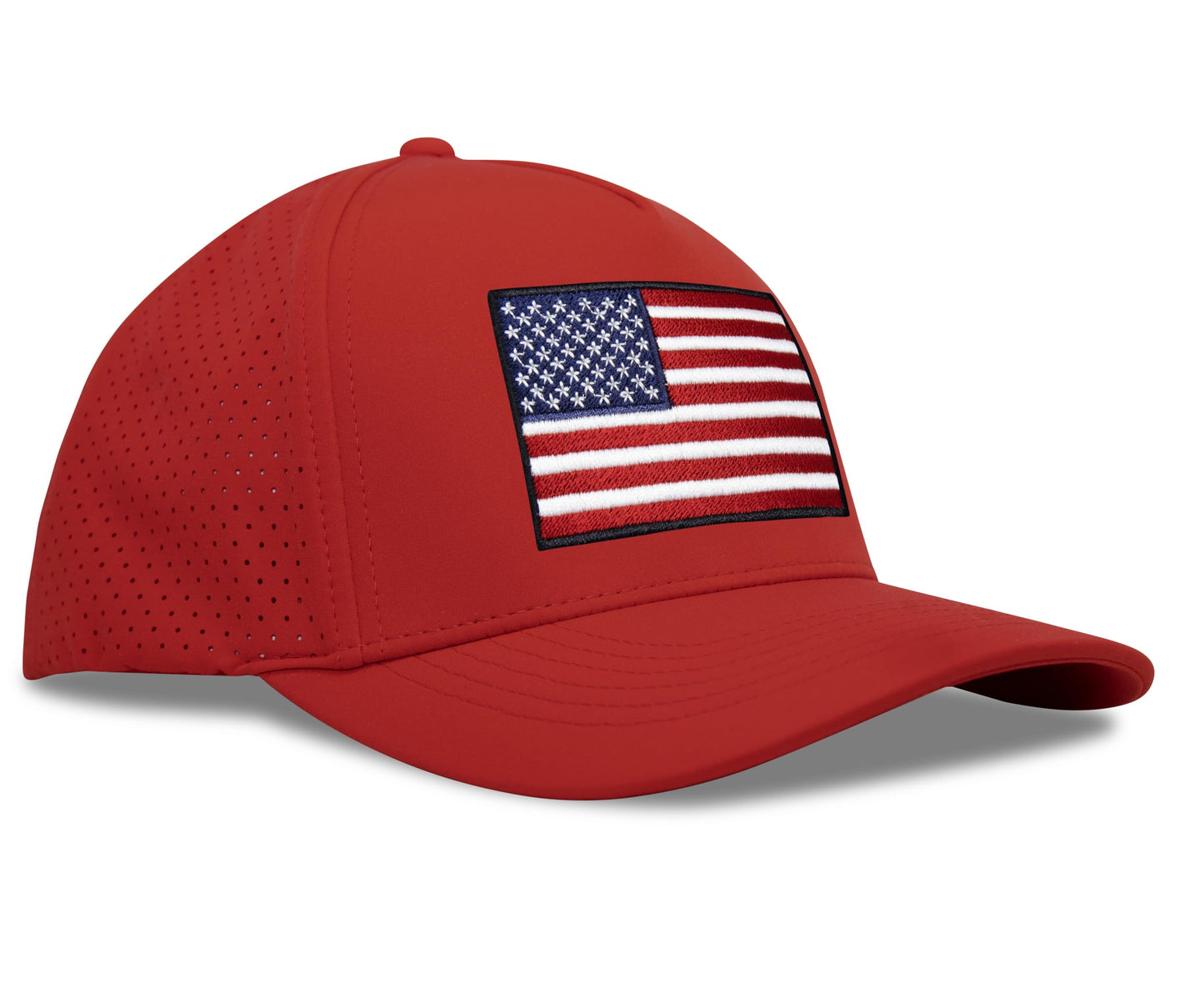 Performance Golf Hat – Adjustable Snapback Trucker Baseball Cap for Men & Women - Jetset Series (USA, Red Rosso)