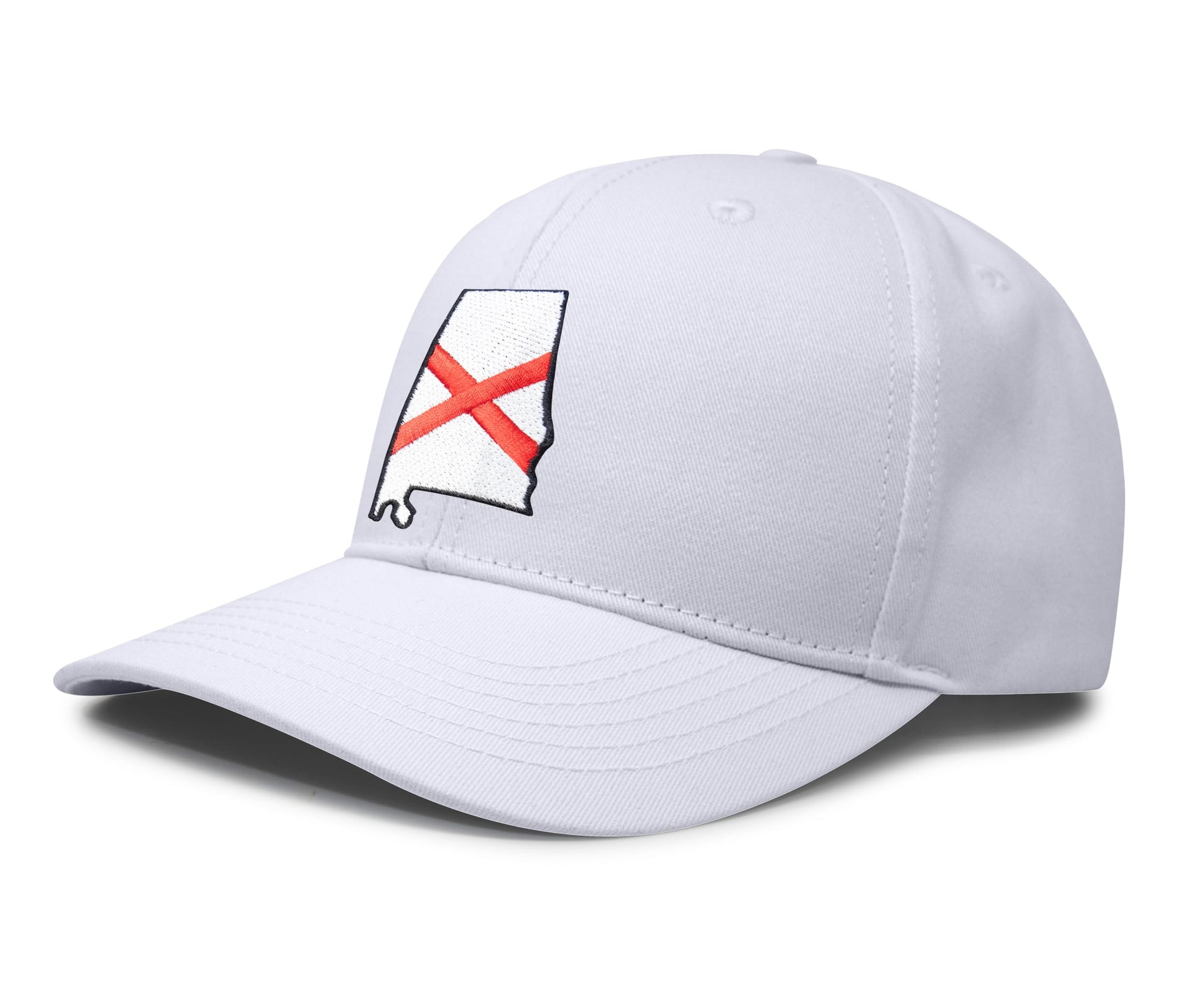 International Tie Stateline Flag Hat for Men and Women - Snapback Trucker Baseball Cap (Alabama, All White) - International Tie