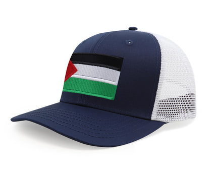 Palestine Flag Hat for Men and Women – Snapback Trucker Baseball Cap by International Tie (Navy White)