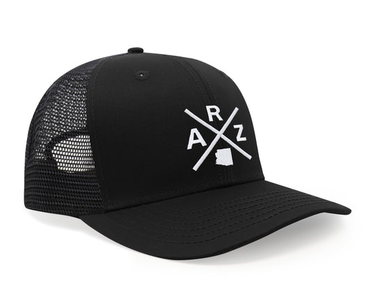 International Tie ARZ (Arizona) - Hat for Men and Women - Snapback Trucker Baseball Cap (All Black)