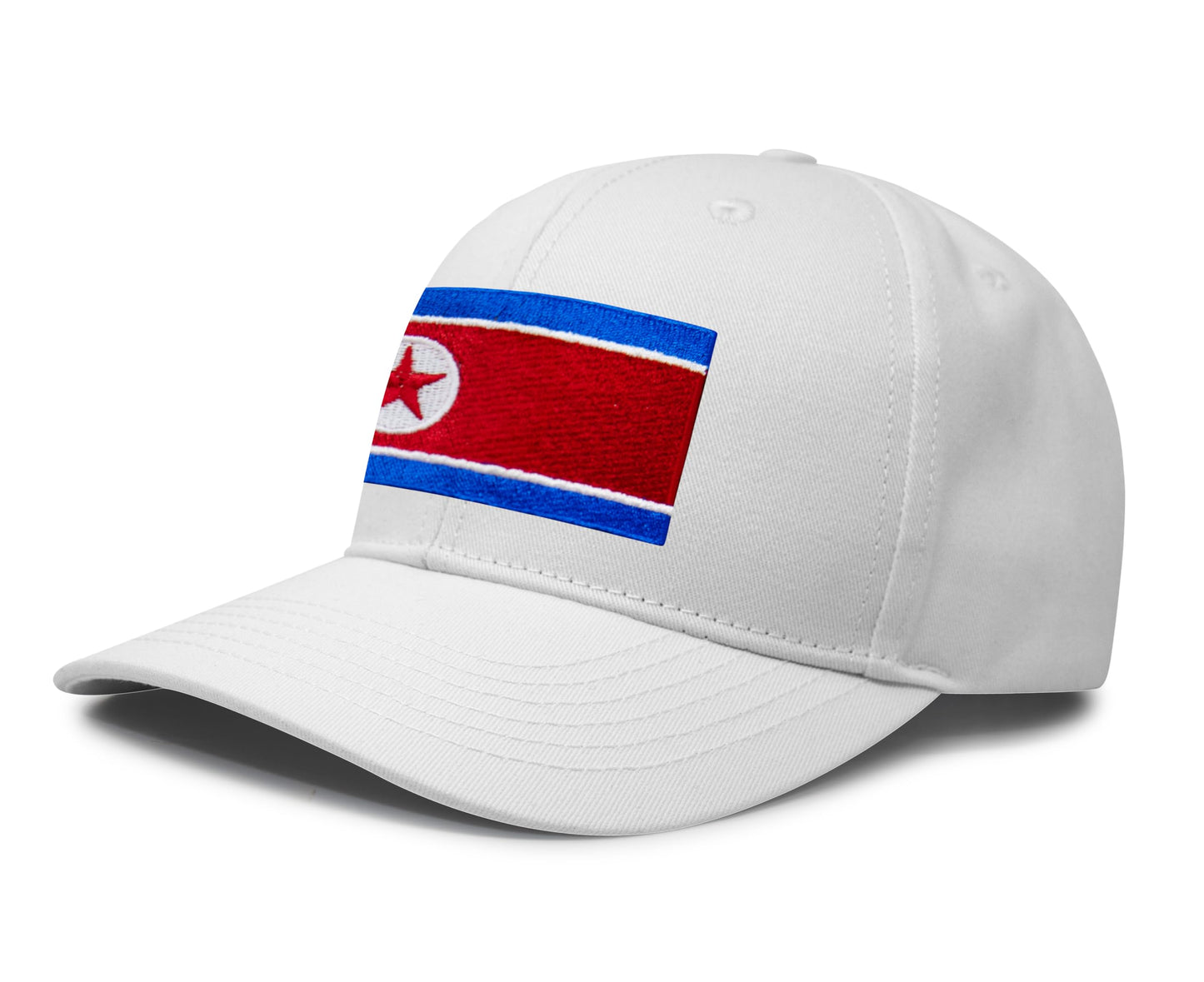International Tie North Korea Flag Hat for Men and Women - Adjustable Snapback Trucker Baseball Cap (All White)
