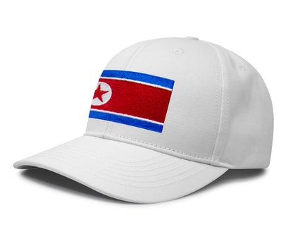 International Tie North Korea Flag Hat for Men and Women - Adjustable Snapback Trucker Baseball Cap (All White)