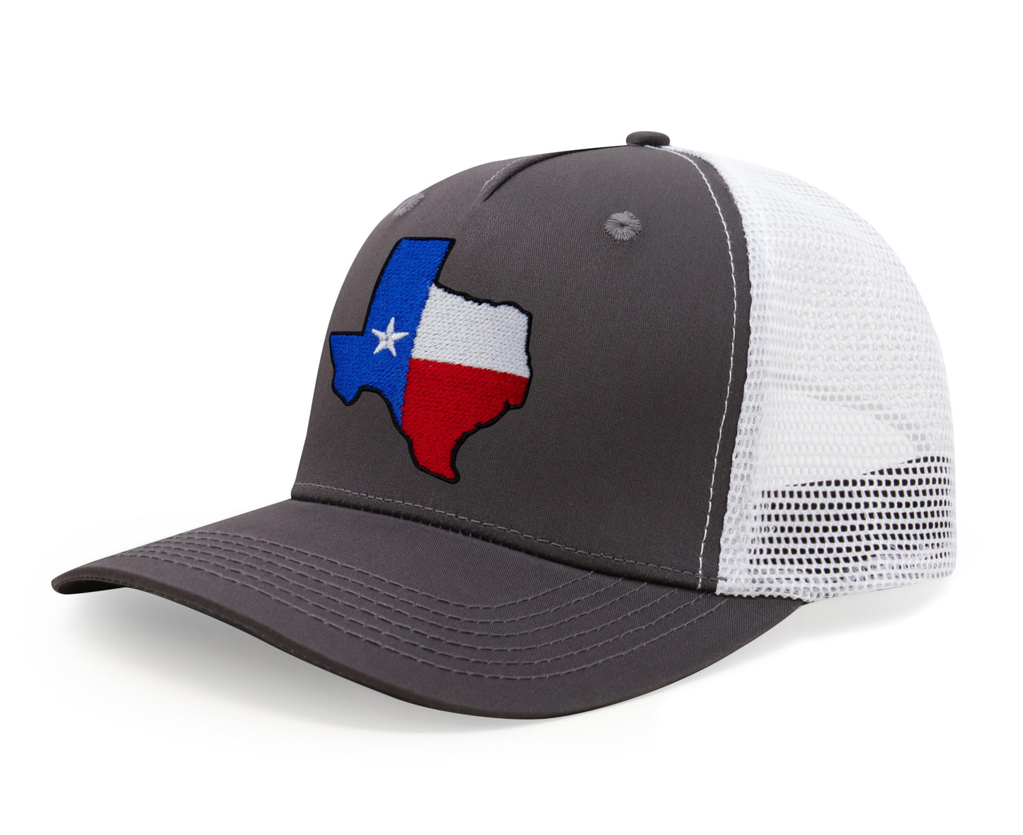 International Tie Hat for Men and Women, Adjustable Snapback Trucker Baseball Cap with Embroidered Patch (Texas, Grey White)